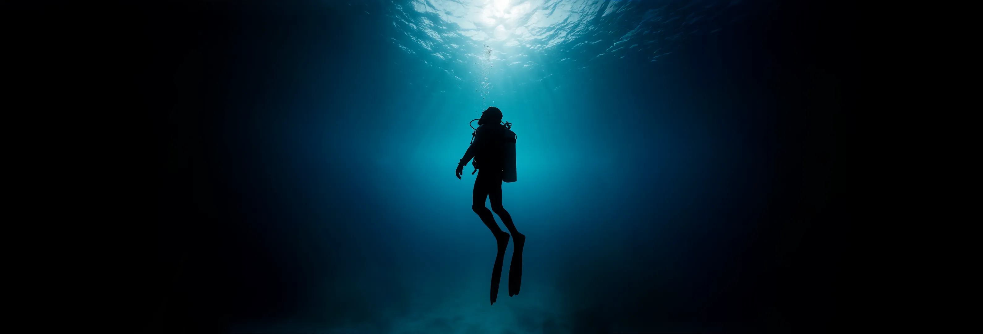 Taucher erkundet eine Unterwasserlandschaft